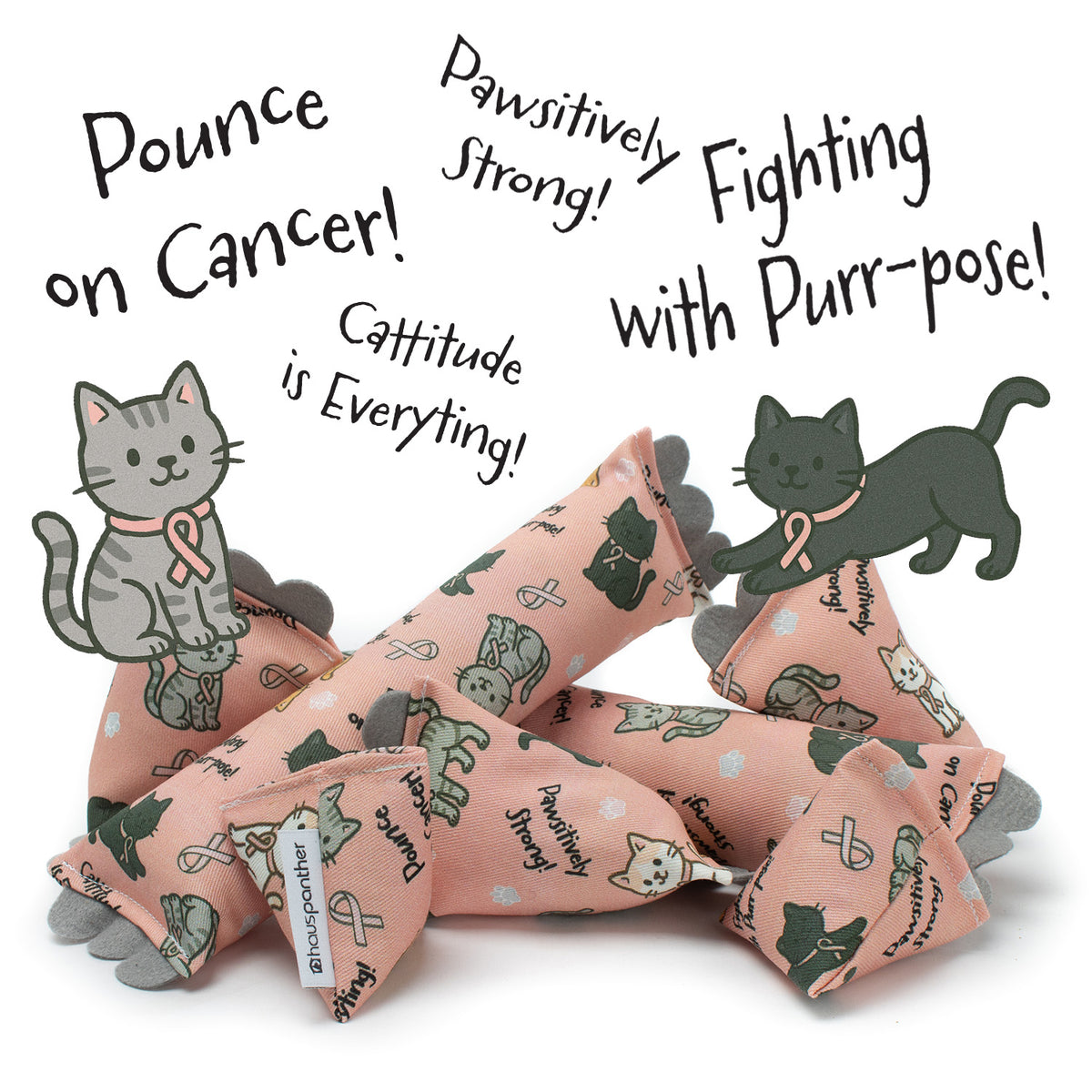 Breast Cancer Words of Encouragement Catnip Cat Toys