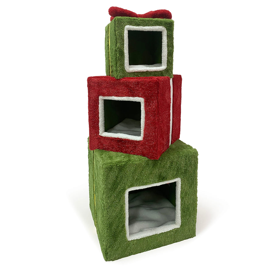 Christmas Gift Stack Hideaway Cat Tower from Prevue Pet