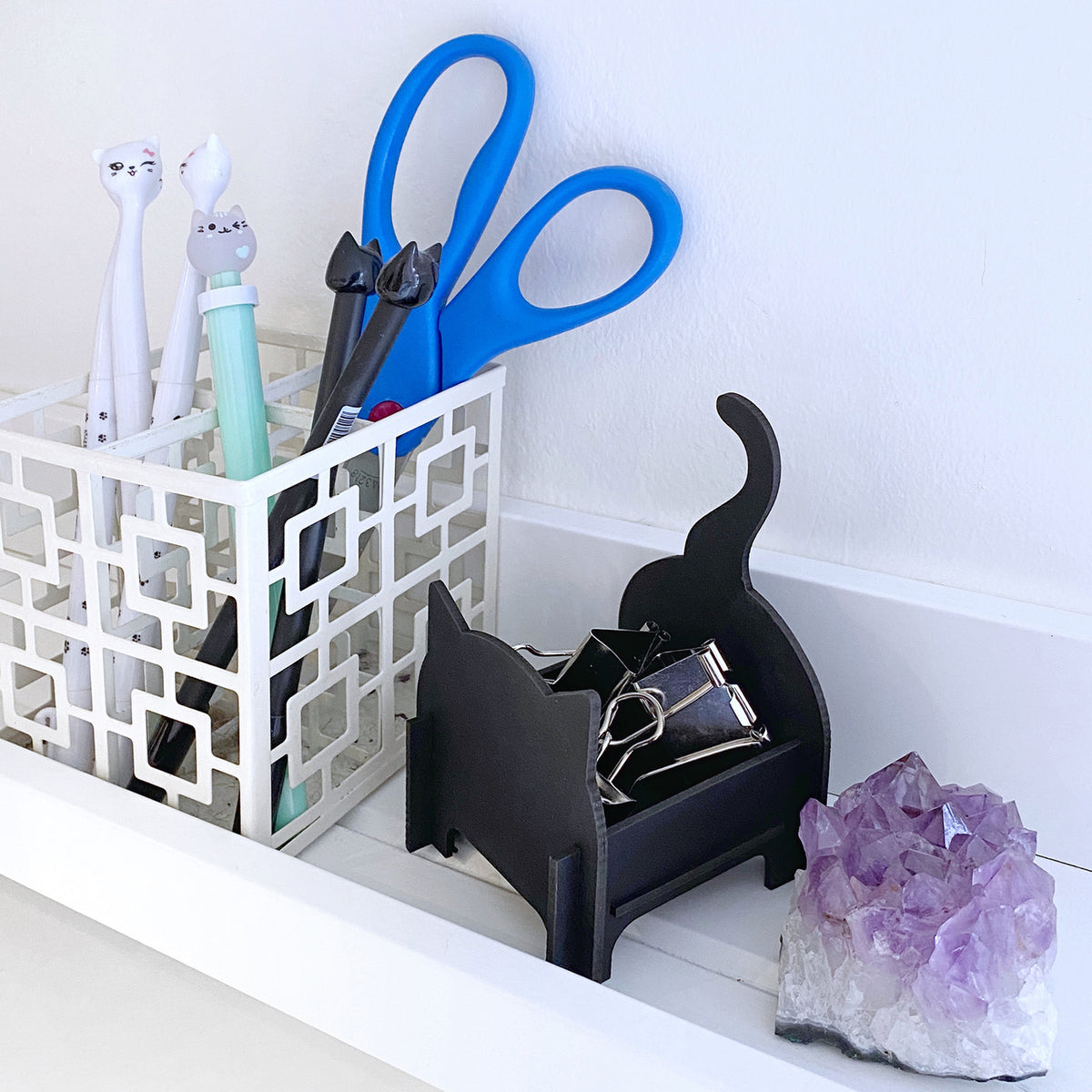Kitty Caddy: Black Cat Desk Organizer