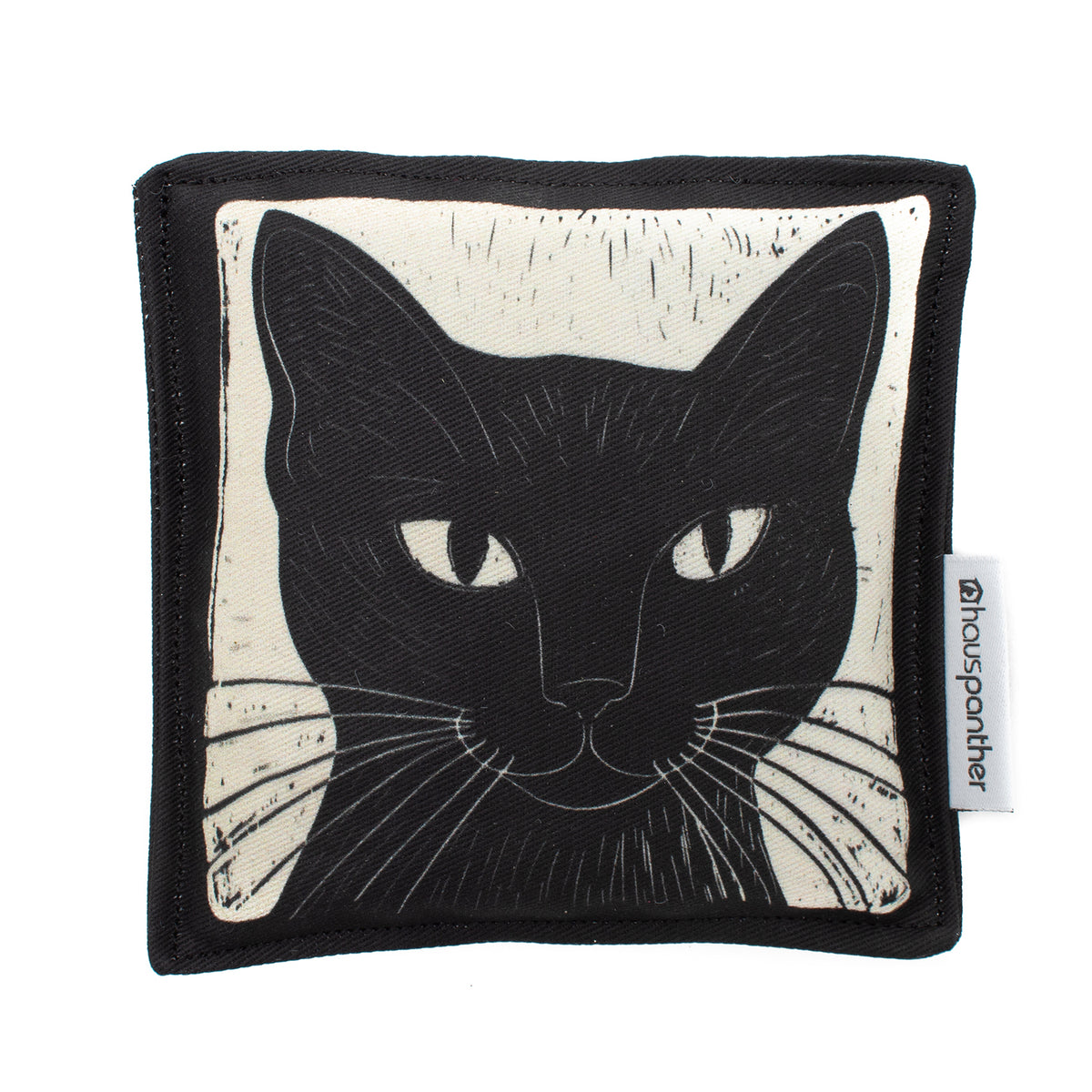 Woodcut Black Cat Catnip Crinkle Pillow Cat Toy