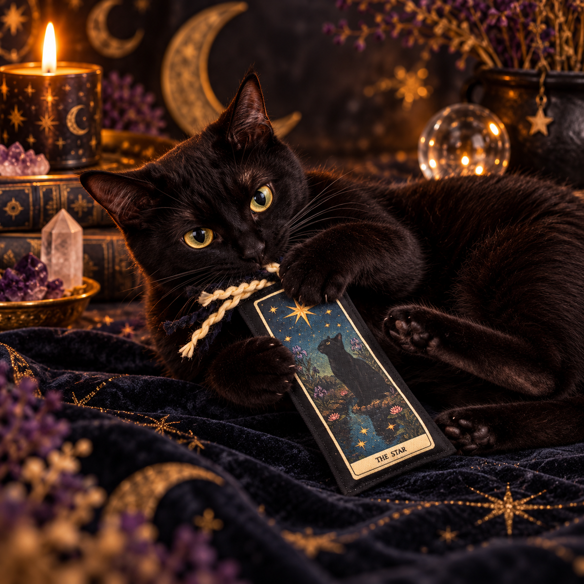 HauspantherDARK Enchanted Tarot Cat Toys with Catnip & Silvervine