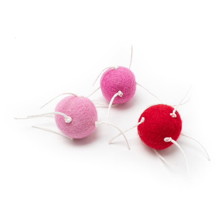 Valentine Spider Spheres Wool Felt Cat Toys (Set of 3 toys)
