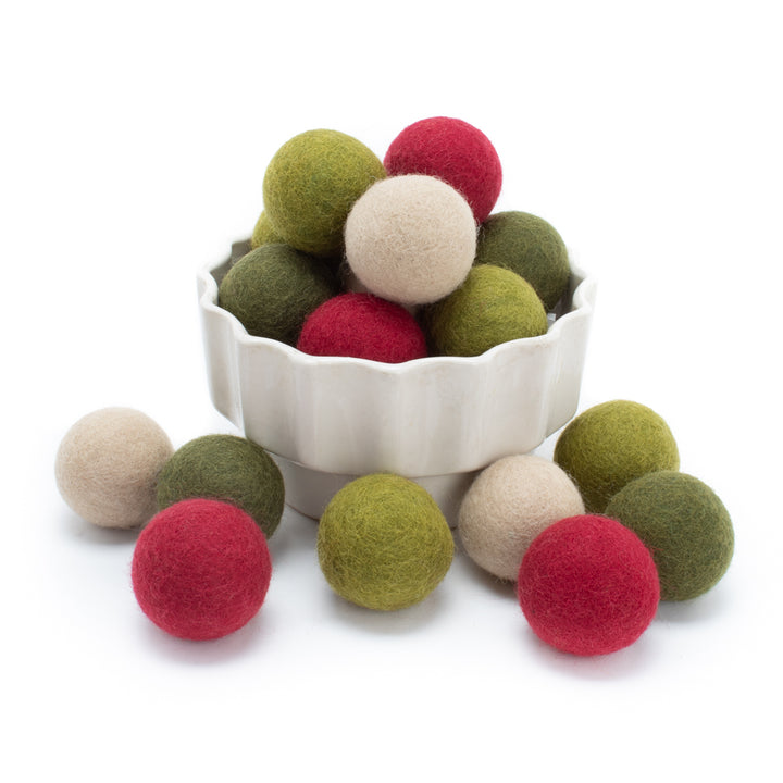 Holiday Collection Wool Felt Ball Cat Toys (set of 4 toys)