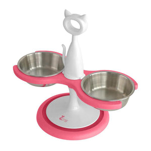 2-Bowl Raised Multi-cat Feeder with Ant-proof Base from Catswall