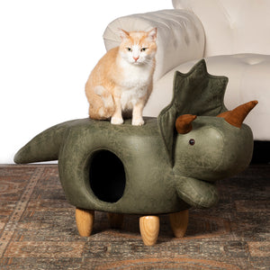 Dinosaur Cat Hideaway & Ottoman from Prevue Pet