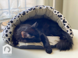 Black, White & Grey Paw Print Canvas Cave Cat Bed from Armarkat