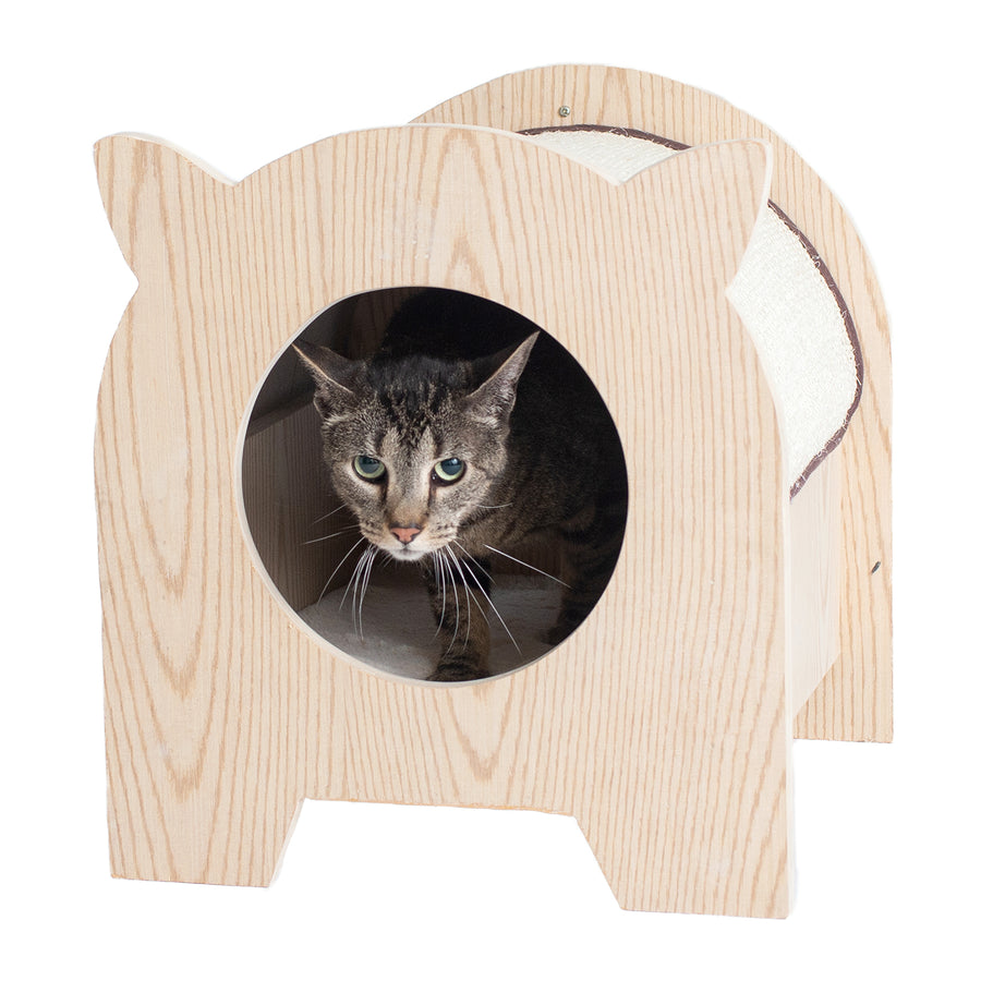 Wooden Cat Hideaway & Sisal Scratcher from Armarkat