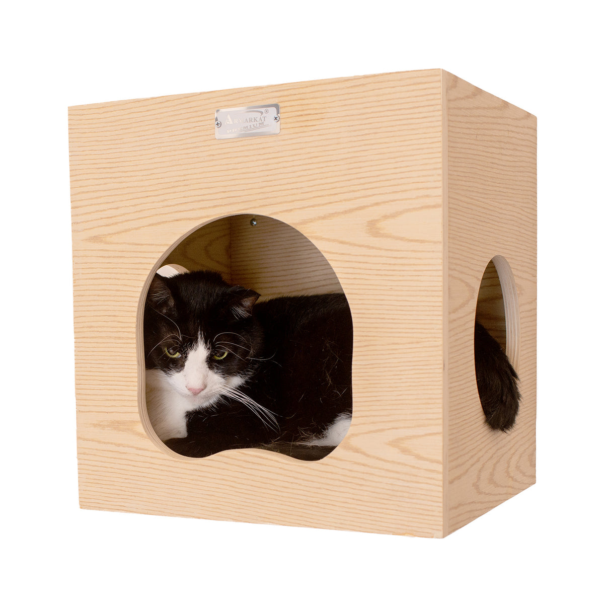 3-piece Wooden Catification Set from Armarkat :: Wall-mounted Cat Shelf, Hideaway & Hammock