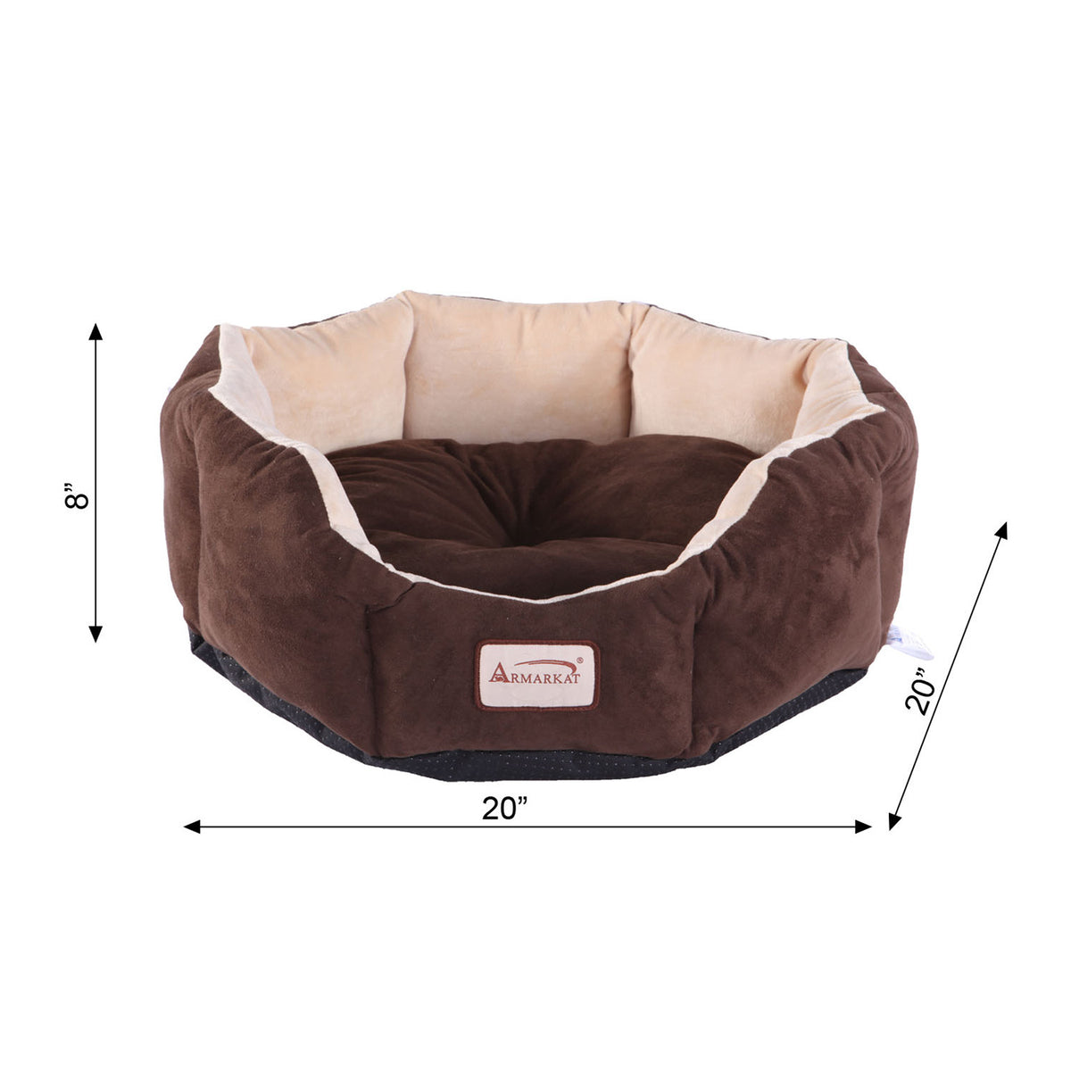 Mocha Faux Suede & Velvet Luxury Cat Bed from Armarkat