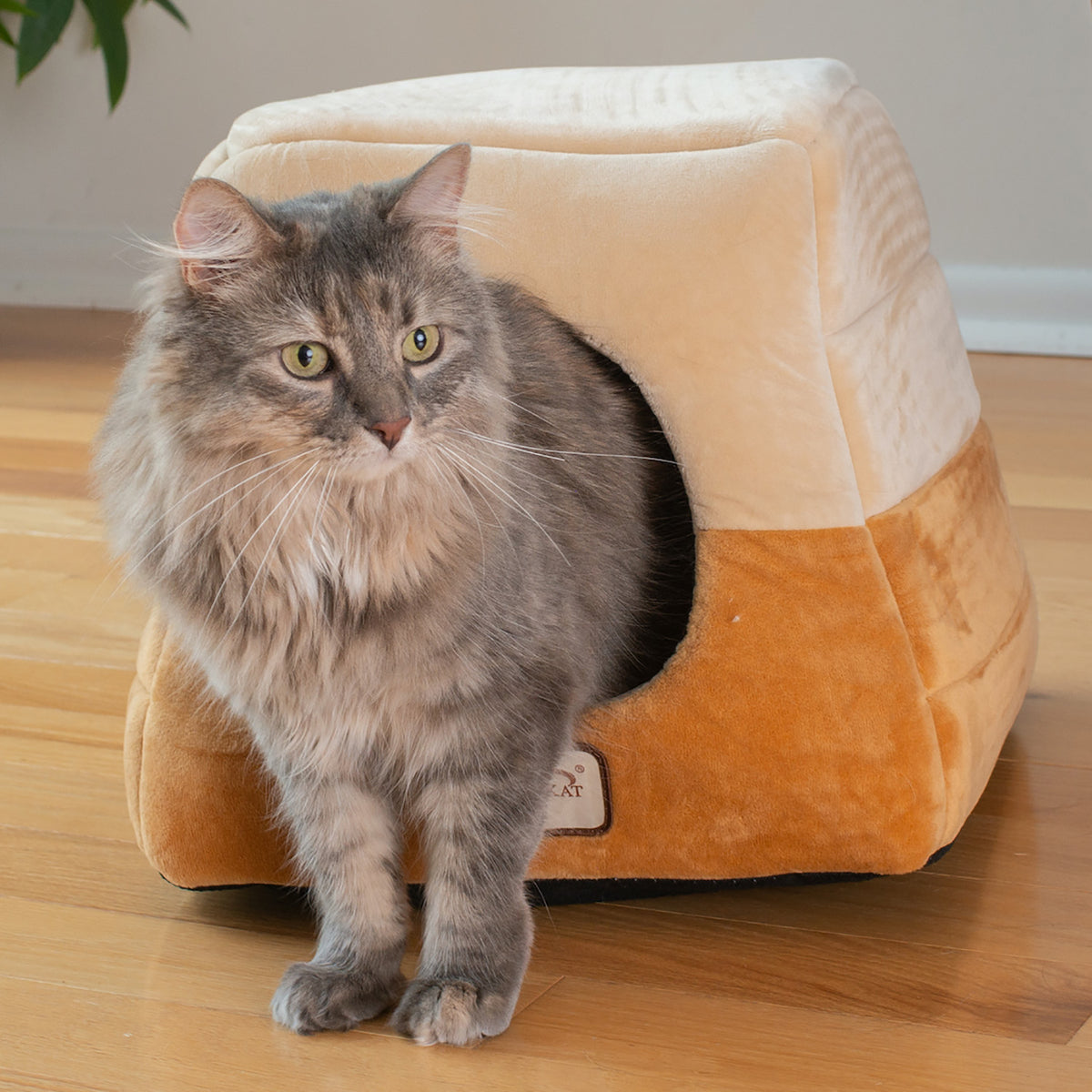 Two-tone Velvet Convertible Hideaway Cat Bed from Armarkat