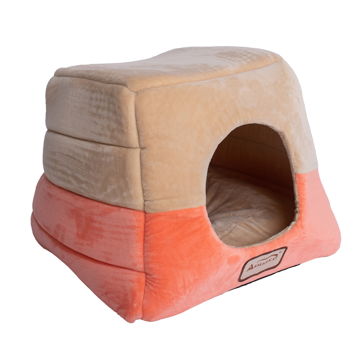Two-tone Velvet Convertible Hideaway Cat Bed from Armarkat