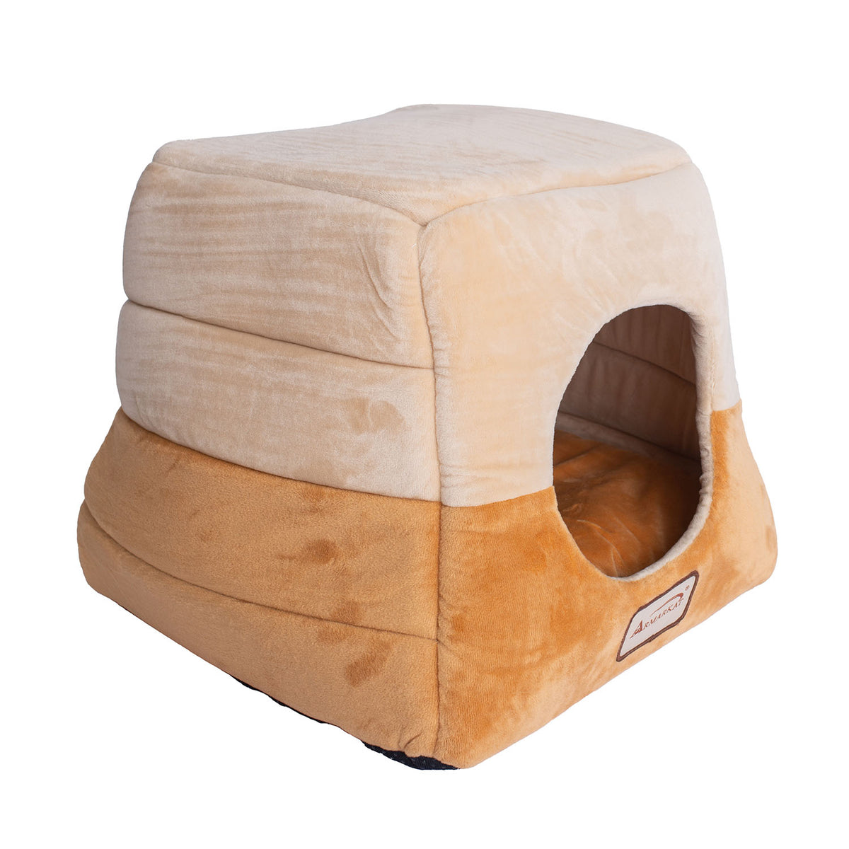 Two-tone Velvet Convertible Hideaway Cat Bed from Armarkat