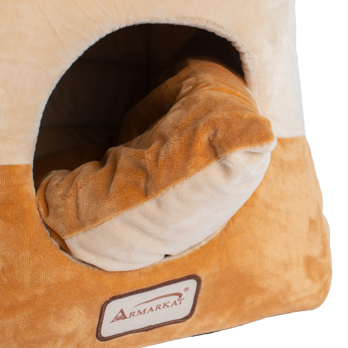 Two-tone Velvet Convertible Hideaway Cat Bed from Armarkat