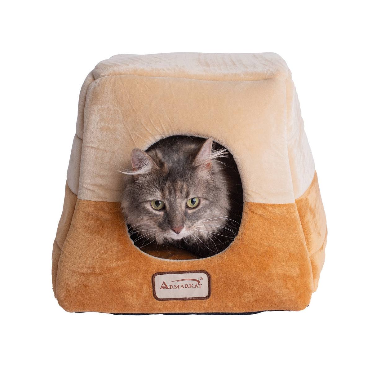 Two-tone Velvet Convertible Hideaway Cat Bed from Armarkat