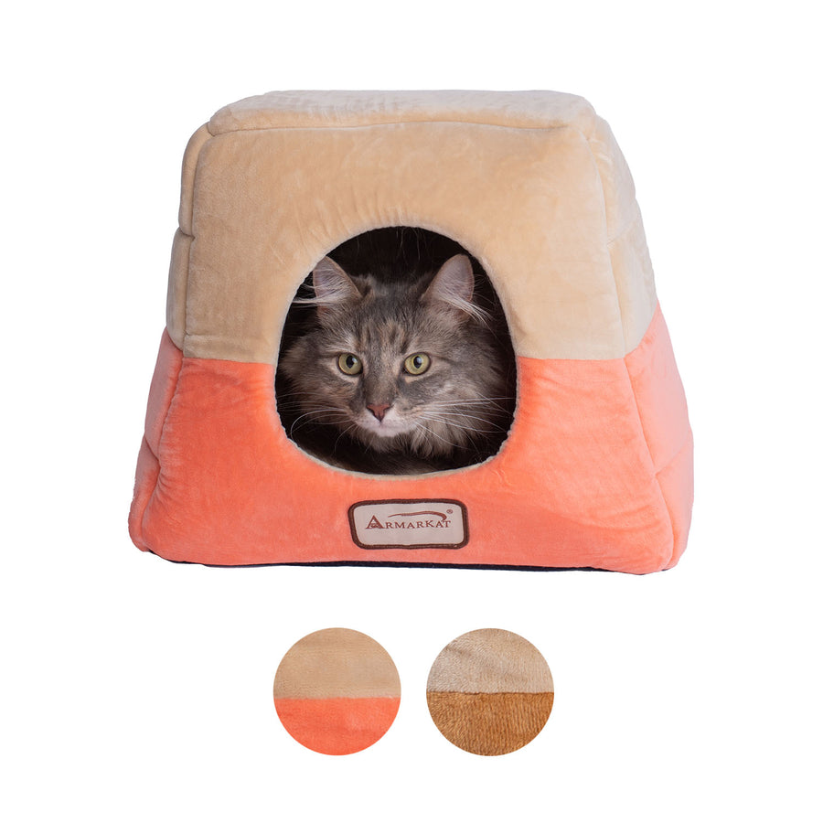 Two-tone Velvet Convertible Hideaway Cat Bed from Armarkat