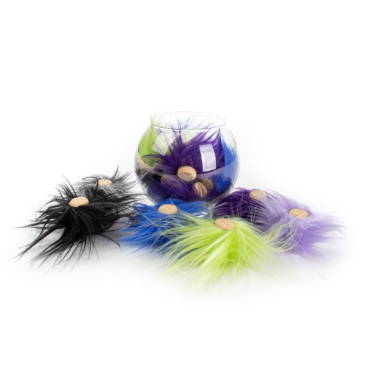 Faux Fur Wine Cork Cat Toys (set of 2)