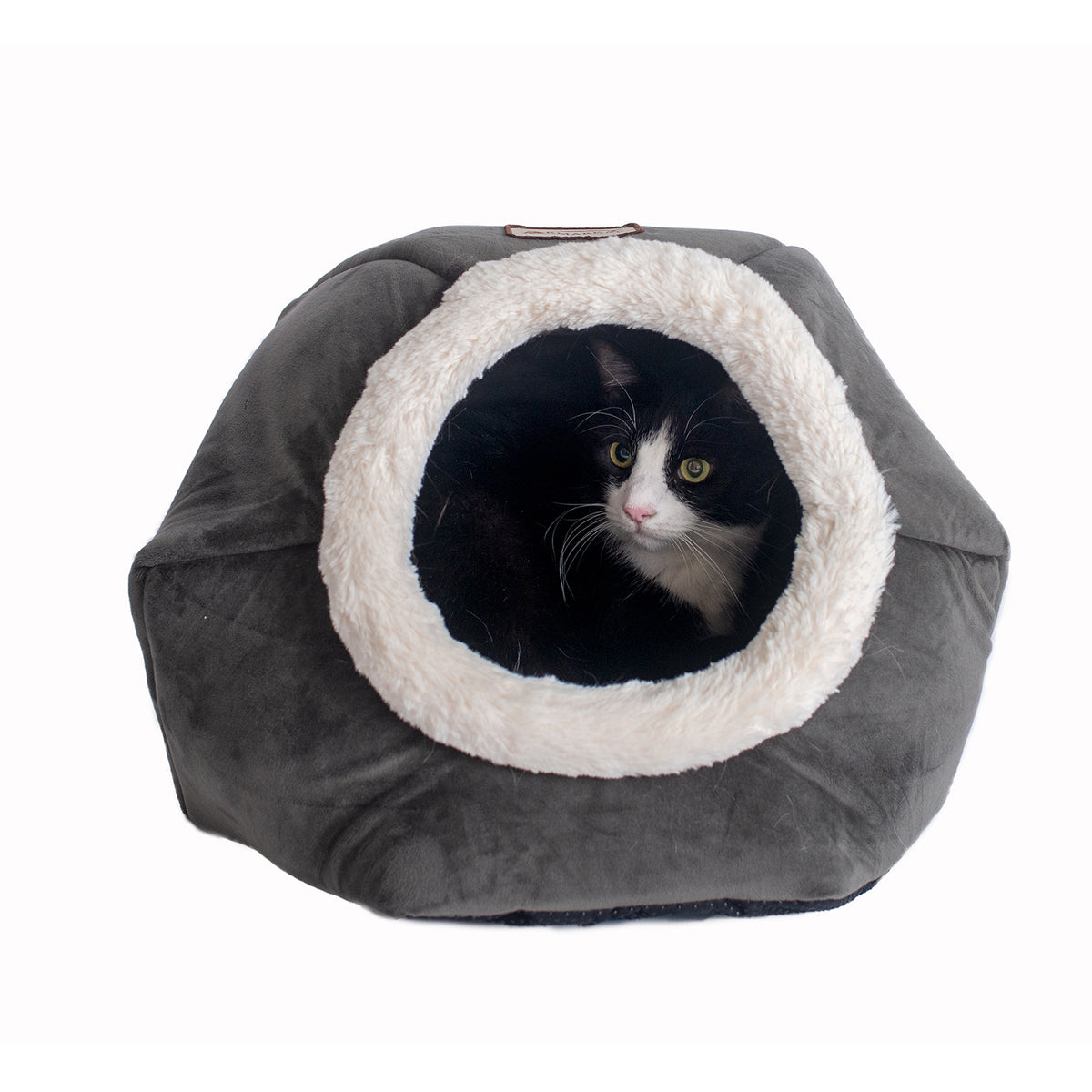 Luxe Grey Velvet Hideaway Cat Bed from Armarkat