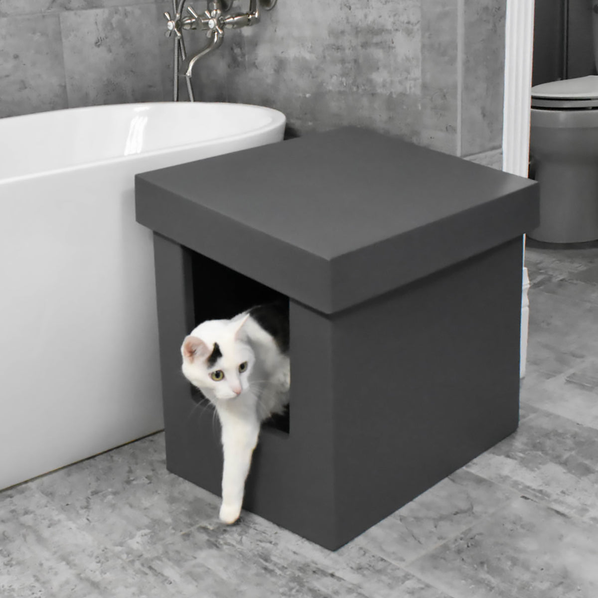 Kitangle Seamless Covered Litter Box :: Slope Style XL