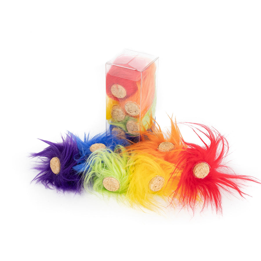 Fur Cork Cat Toys :: RAINBOW COLLECTION (set of 6 toys)