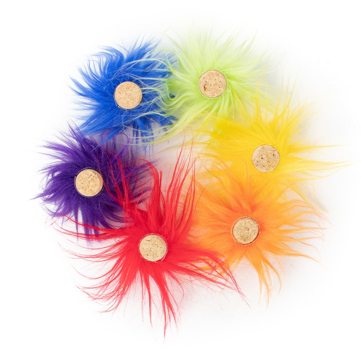 Fur Cork Cat Toys :: RAINBOW COLLECTION (set of 6 toys)