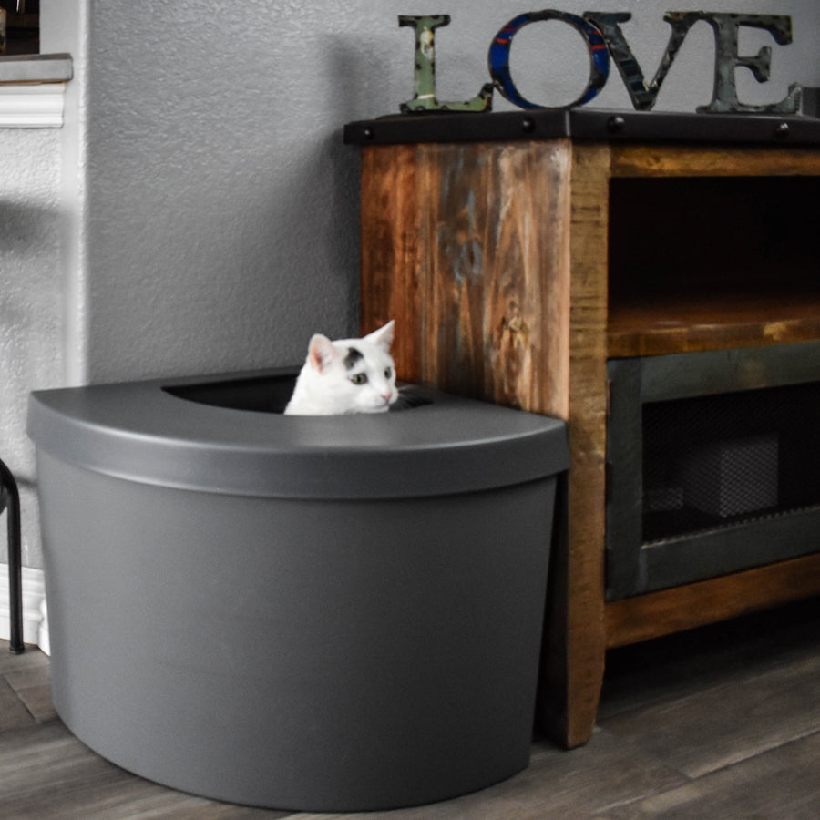 Kitangle Seamless Covered Litter Box :: Corner Style Top Entry