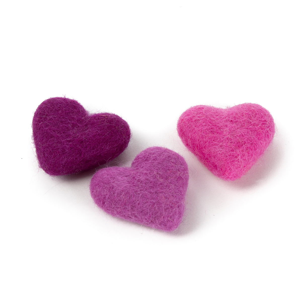 Eco-friendly Wool Felt Heart Cat Toys (Set of 3 toys)