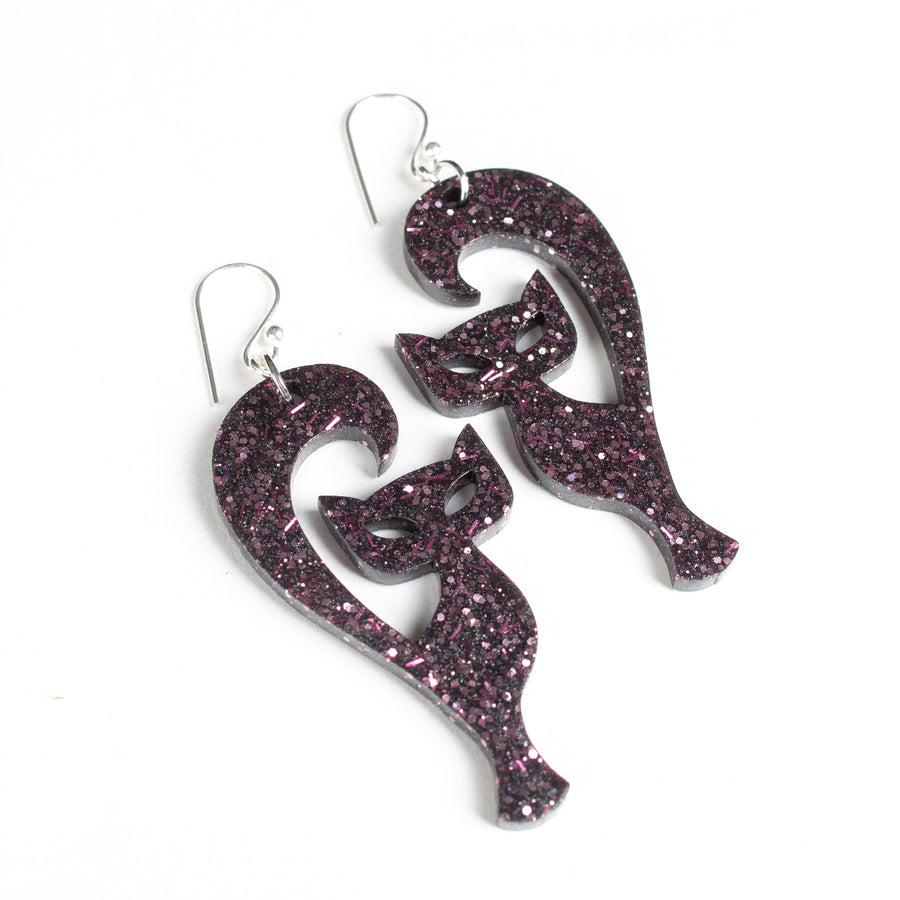 Witchy Glitter Cat Earrings