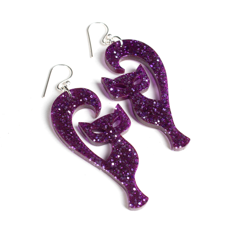 Witchy Glitter Cat Earrings