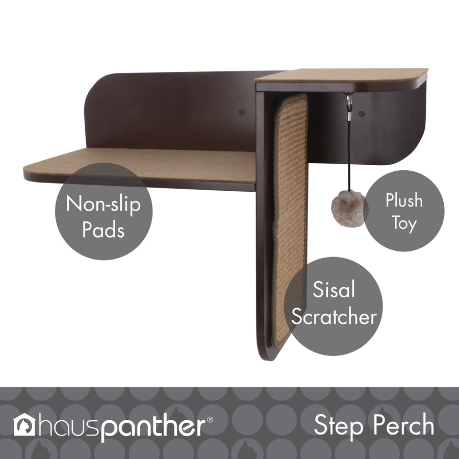 Hauspanther Step Perch Wall-mounted Cat Perch, Scratcher & Lounge by Primetime Petz