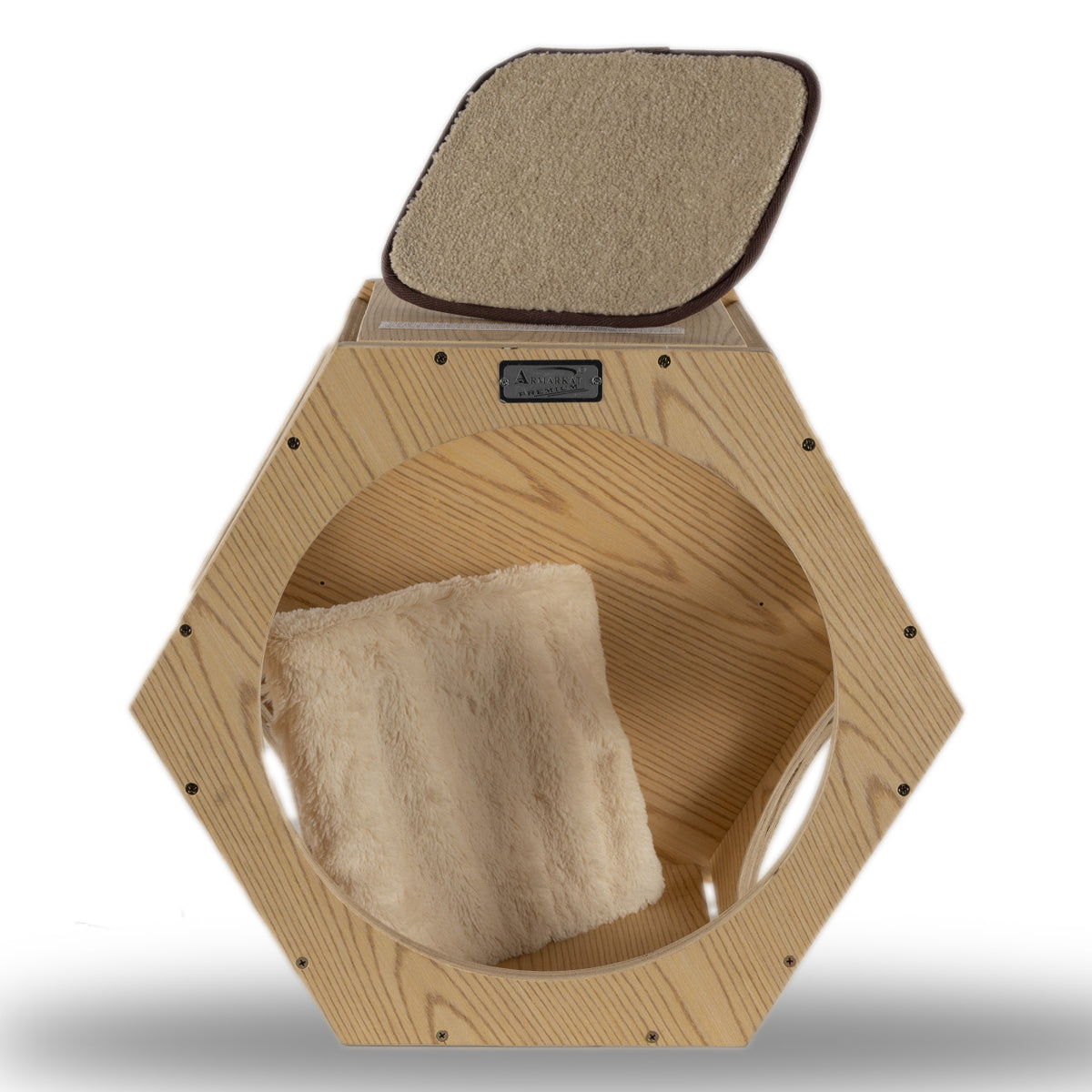 Wall-mounted Hexagonal Wood Climber & Hideaway from Armarkat (set of 2)