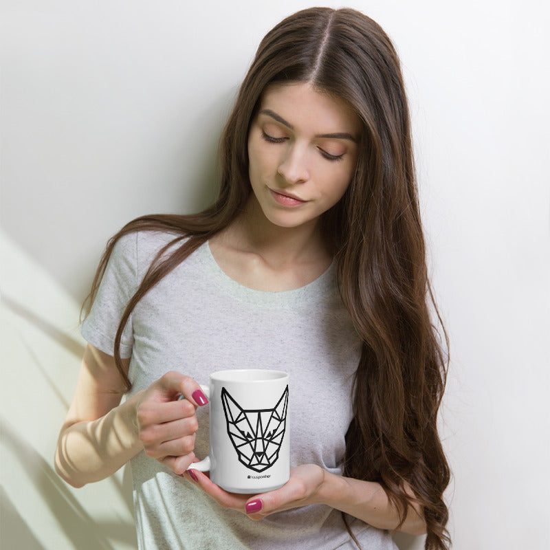 Geometric Cat Head Ceramic Mug
